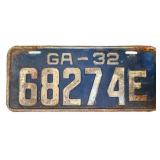1932 Georgia license plate