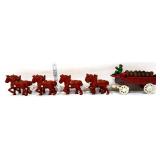 Cast iron horse drawn beer wagon