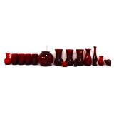 Lot of ruby red glassware items