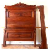 Victorian walnut full size high back bed w/ rails