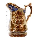 Vntg copper lustre 7in dancing girls pitcher
