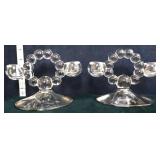 Pair candlewick clear double candleholders