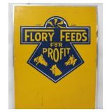 Vntg metal 14x18 Flory Feeds For Profit sign