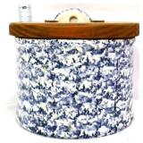 Blue/white salt box with lid