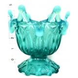 Vntg National Glass blue opalescent spooner