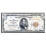 1929 Federal Reserve Of Cleveland $5 note