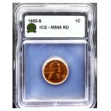 Graded MS66 1955S Lincoln wheat penny