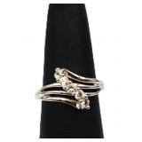 Sterling white sapphire wave ring, lab created