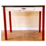 Vntg enamel top table, red legs, see pics