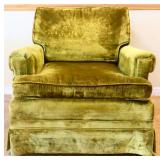Vintage olive green fabric living room chair