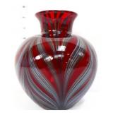 Fenton Dave Fetty OOAK red feather vase