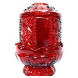 Indiana Glass red flash stars & bars fairy lamp
