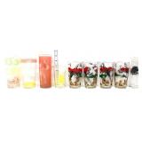 Lot of 9 vintage drinking glasses