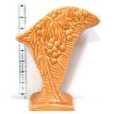 Vntg McCoy 8in rustic peach cornucopia vase