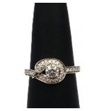 Sterling white sapphire round cut ring, lab grown