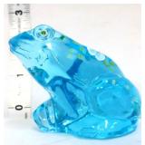 Fenton blue frog with white flowers on back