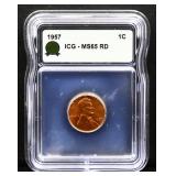 Graded MS65 1957 Lincoln wheat penny