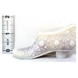 White/peach slag daisy & button shoe