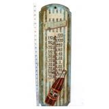 Vntg metal 8.25x27 Hires Root Beer adv thermometer