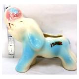 Vintage blue & white elephant figural planter