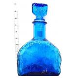 Vntg blue textured glass decanter with stopper