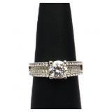 Sterling white topaz dinner ring, lab created