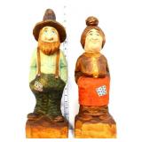 Pair wood 16in Ozark hillbilly folk art figures