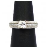 Sterling white sapphire square cut ring, lab made