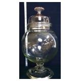 Vintage clear glass 19in store jar