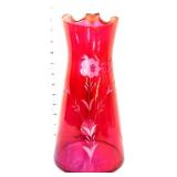Cranberry flash 11in pitcher, clear handle