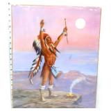 Vintage 16x20in Native American scene art