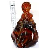 LE Smith brown slag 4in goose girl figure