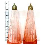 Pair pink Irice 7in salt/pepper shakers