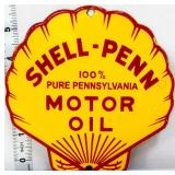 Porcelain 6x6 Shell Penn Motor Oil sign