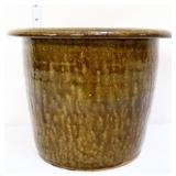 Vntg 7in brown stoneware vessel