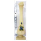 Fenton custard 9in blue floral bud vase