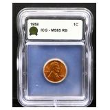 Graded MS65 1958 Lincoln wheat penny