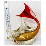 Art glass 6in amber/clear fish figure