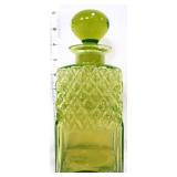 Vintage vaseline diamond point decanter w stopper