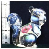 Fenton French opalescent squirrel w/ flowers