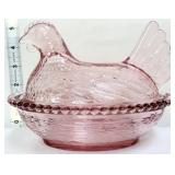 Pink 7in hen on nest-not vintage