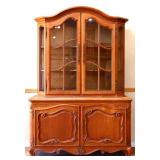 Vntg country French 2 piece china cabinet