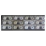 Lot of 12 blue seal $1 silver certificates