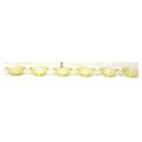 6 vntg yellow florentine cream soup bowls