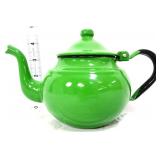 Vintage green enamelware teapot