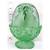 Fenton willow green beaded fairy lamp