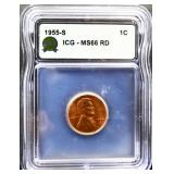 Graded MS66 1955S Lincoln wheat penny