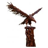 7ft wide, 7ft tall teakwood eagle statue