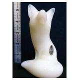 Fenton white opalescent 4in fox figure