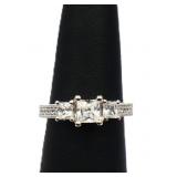 Sterling square white sapphire ring, lab created